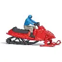 Scooter des neiges / motoneige rouge avec conducteur BUSCH 7818 HO 1/87