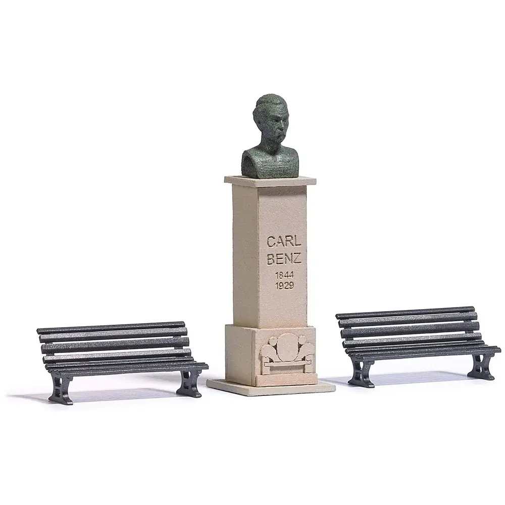 Statut de Carl Benz avec deux bancs BUSCH 7732 - HO 1/87