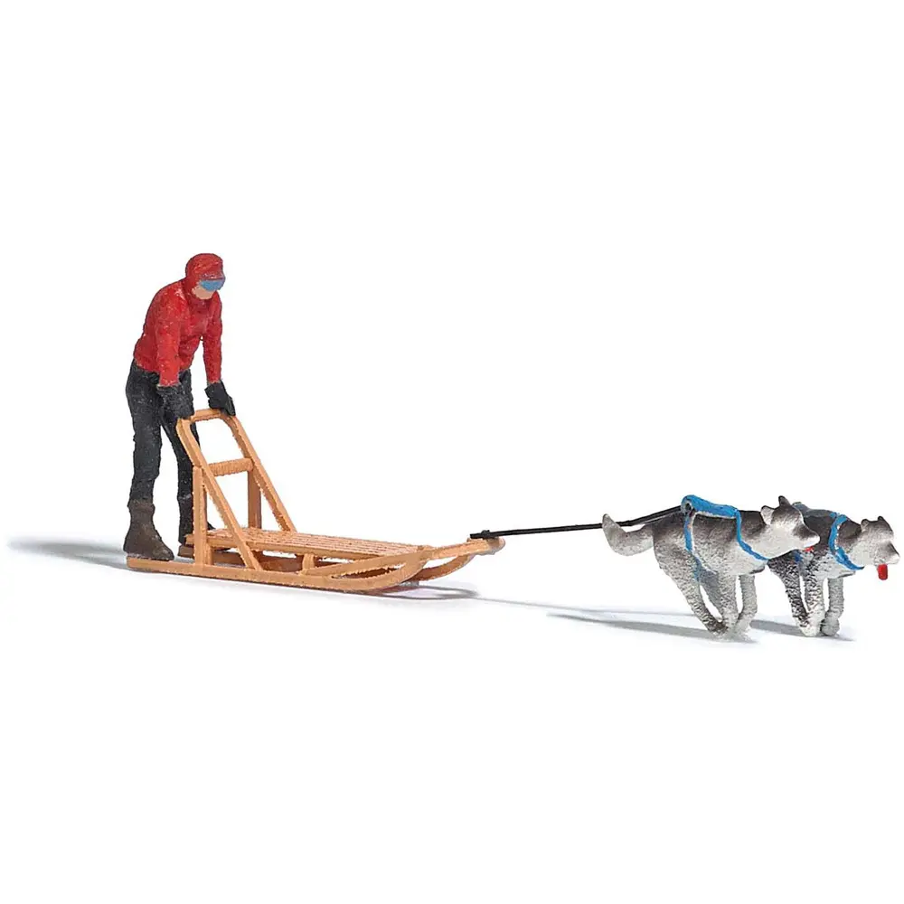 Chiens de traineau, traineau et personnage