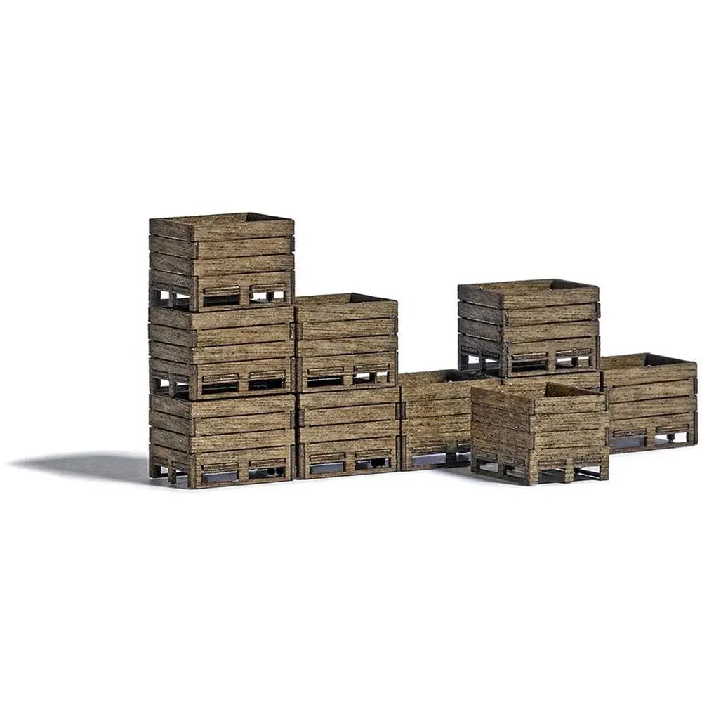 10 Caisses de récolte en bois pour Agriculture & Industrie Busch 1980 - HO : 1/87