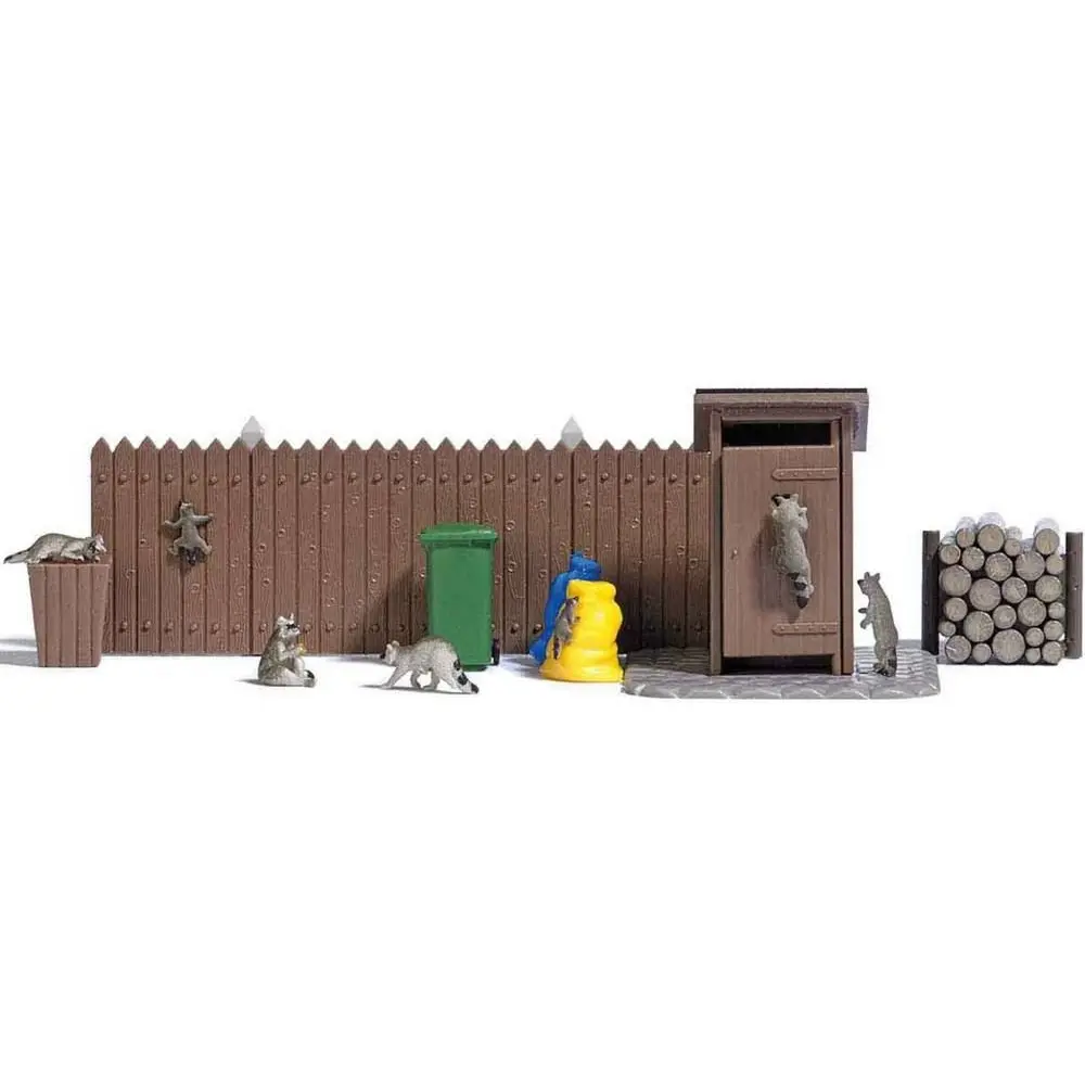 Lot de 7 ratons laveurs & accessoires BUSCH 7922 - HO 1/87