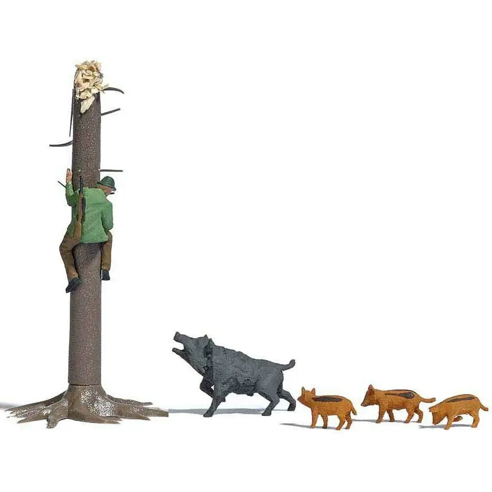 Sanglier et chasseur - HO 1/87 - BUSCH 7958