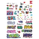 Ensemble de graffitis de couleurs Busch 6035 - Lots & Logos - 3 tailles différentes