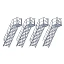 4 escaliers avec paliers et rambardes - Busch 7758 - HO 1/87