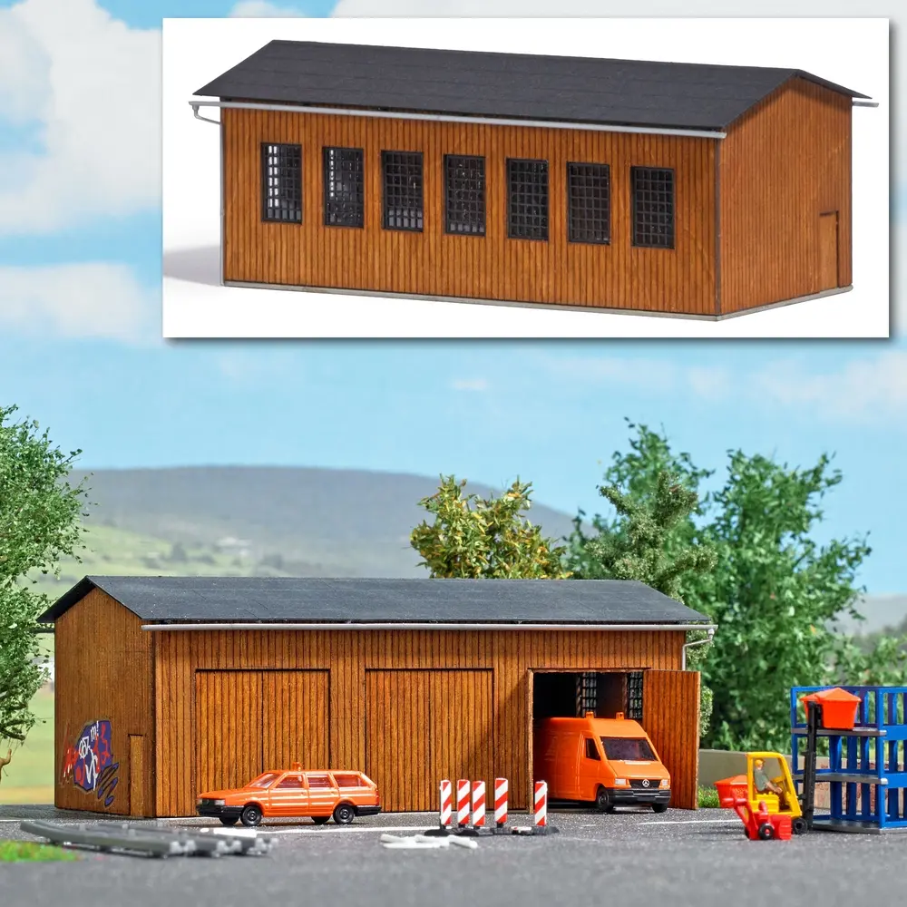 Atelier d'entretien routier en bois - Busch 8234 - N 1/160