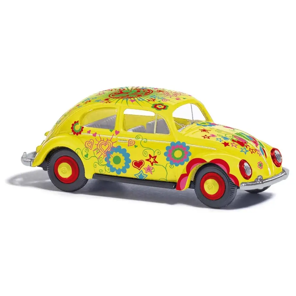 Véhicule Volkswagen Coccinelle Hippie avec fenêtre ovale BUSCH 52963 - HO 1/87
