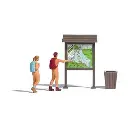 Randonneurs nudistes, sac à dos et Panneau BUSCH 7947 - HO 1/87