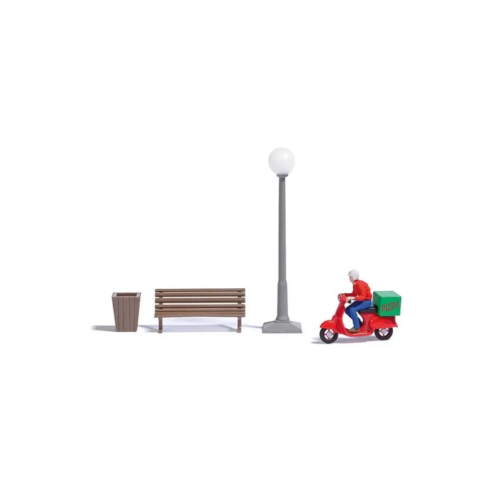 Scénette "Livreur de Pizza" Busch 7983 - HO : 1/87