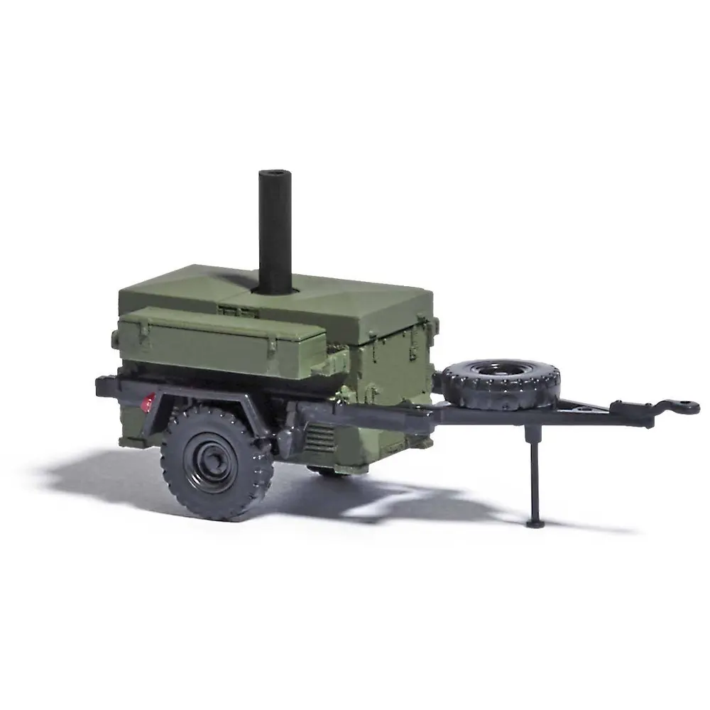 Remorque HL 10 avec cuisine de campagne livrée verte kaki Busch 53603 - HO 1/87