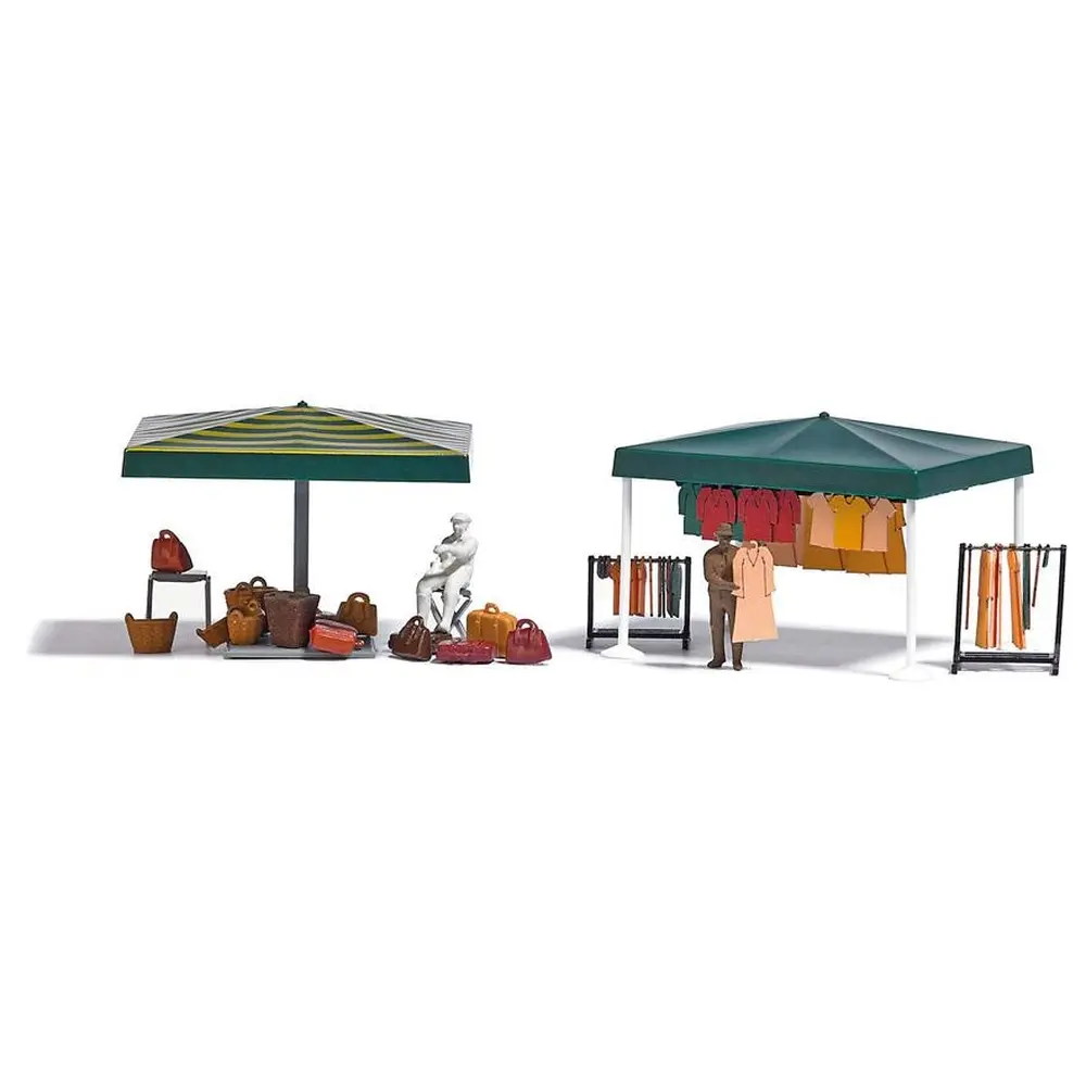 Pack de 2 stands de vêtements au marché Busch 1825 - HO 1/87