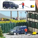 Lot "Lavage de voiture au karcher avec un homme BUSCH 7825 - HO : 1/87