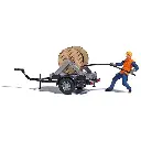 Scénette "Poseur de câble" Busch 7836 - HO 1/87 - figurine + remorque