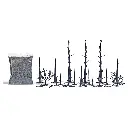 Lot de 17 arbres calcinés, 2 buissons & cendres BUSCH 1854 - HO 1/87 -