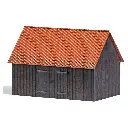 Grange en bois avec grand portail double BUSCH 1900 - HO 1/87