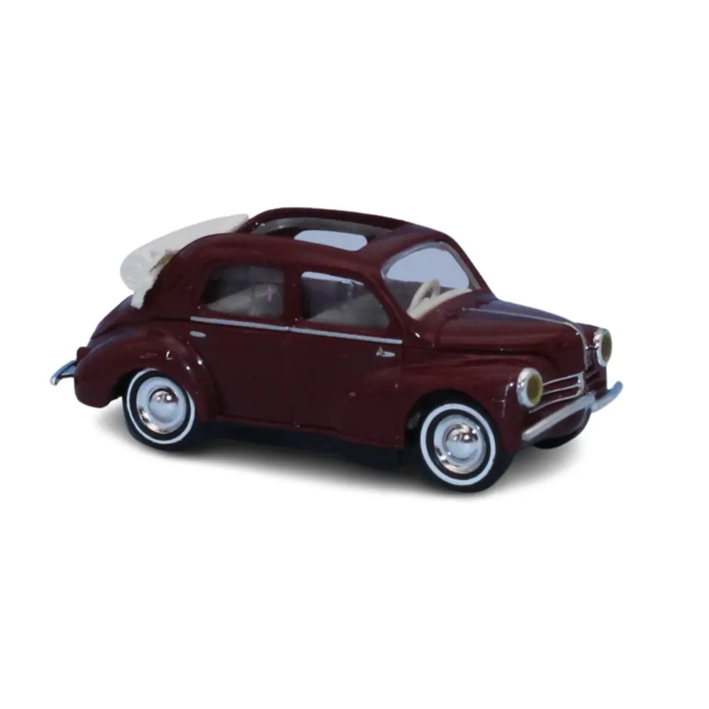 Voiture Renault 4CV découvrable - Busch 46573 - HO 1/87 - livrée "rouge bordeaux"