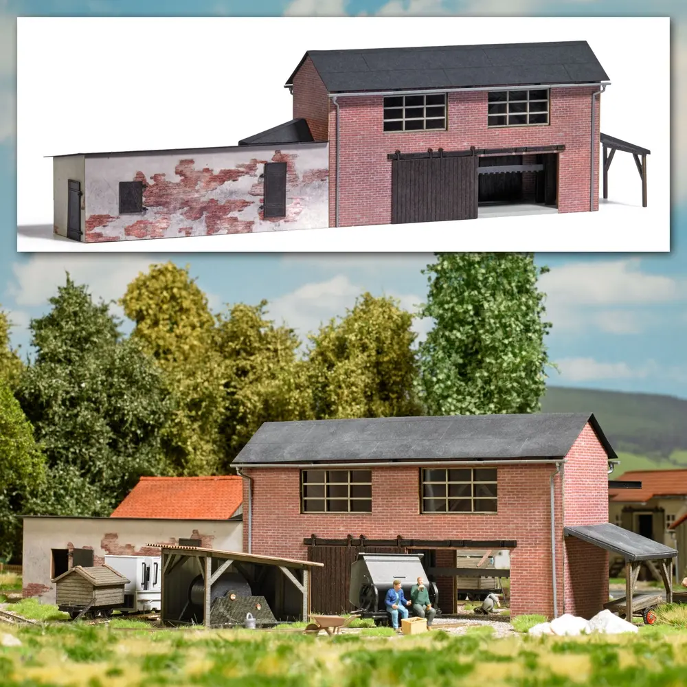 Bâtiment à Scie à Pierre avec Scie Multiple - Busch 1976 - HO 1/87