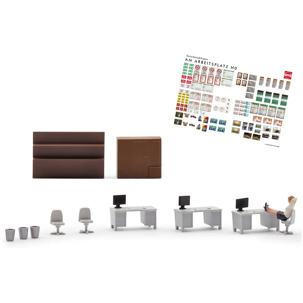 Fin du travail au bureau - Ensemble d'action scénette - Busch 79907 - HO 1/87