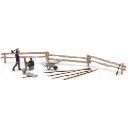 Mise en place de la clôture du paddock - Ensemble d'action - Busch 79853 - HO 1/87