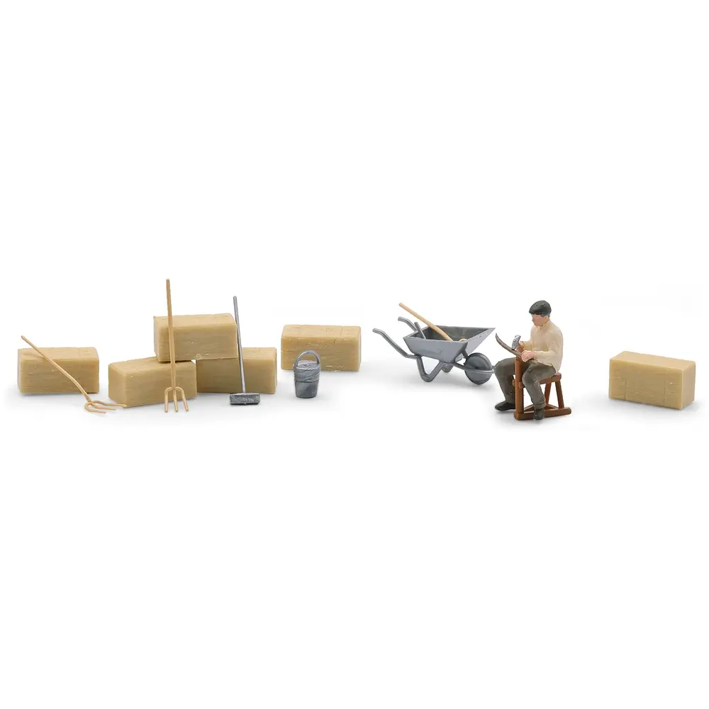 Affûter une faux - Ensemble d'action scénette - Busch 79854 - HO 1/87