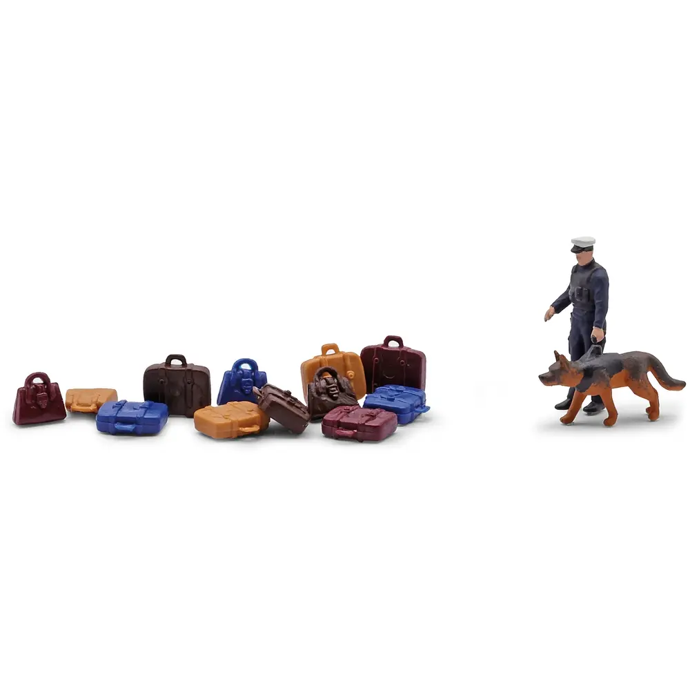 Police des transports avec berger allemand - Coffret d'action scénette - Busch 79872 - HO 1/87