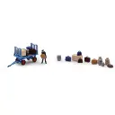 Chariot à plateforme avec bagages - Ensemble d'action scénette - Busch 79910 - HO 1/87
