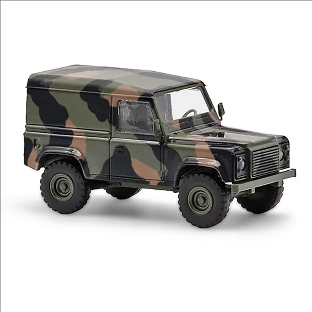 Land Rover Defender 90 Box, camouflage militaire - Busch 54355 - HO 1/87