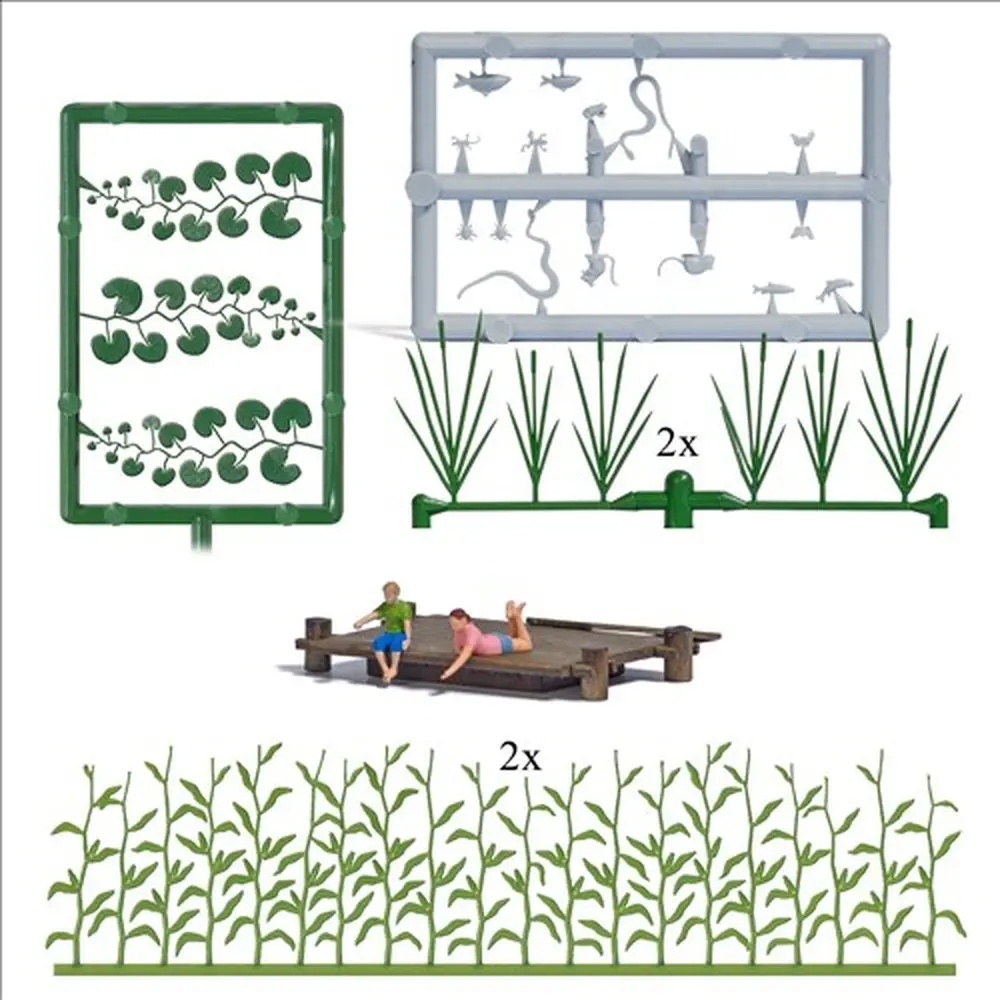 Ensemble d'actions : Nourrir les poissons - Busch 79818 - HO 1/87