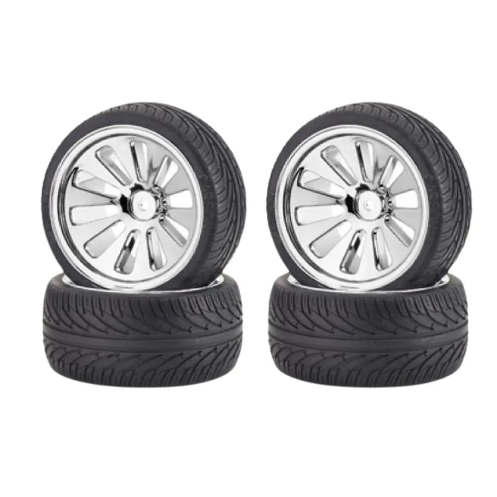 Jeu de 4 pneus route chromés - Carson 500105200 - 1/10