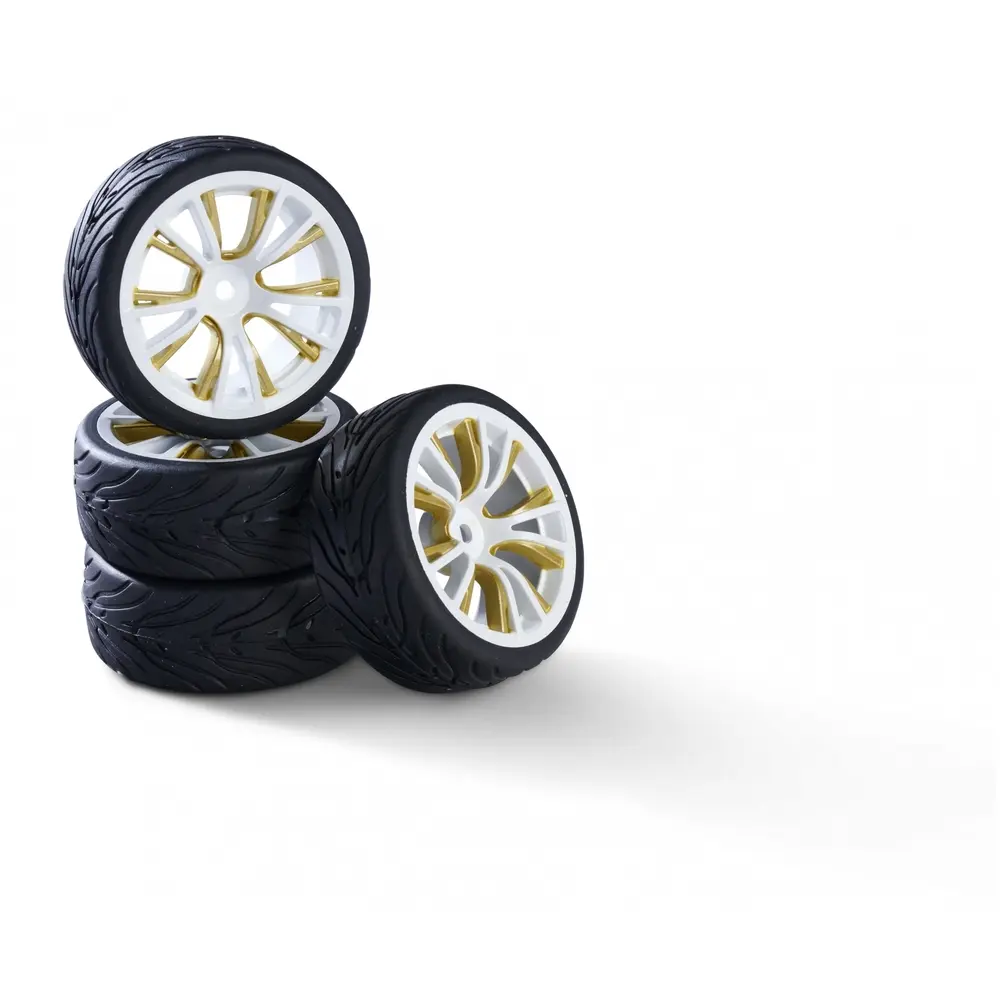 Jeu de 4 roues M-Design blanc et or - Carson 500900184 - 1/10