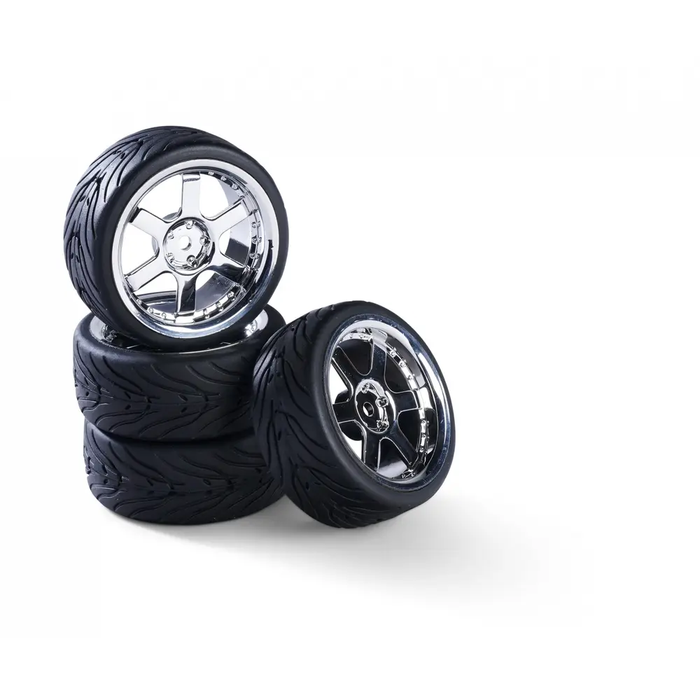 Jeu de 4 roues à 6 rayons chromés - Carson 500900191 - 1/10