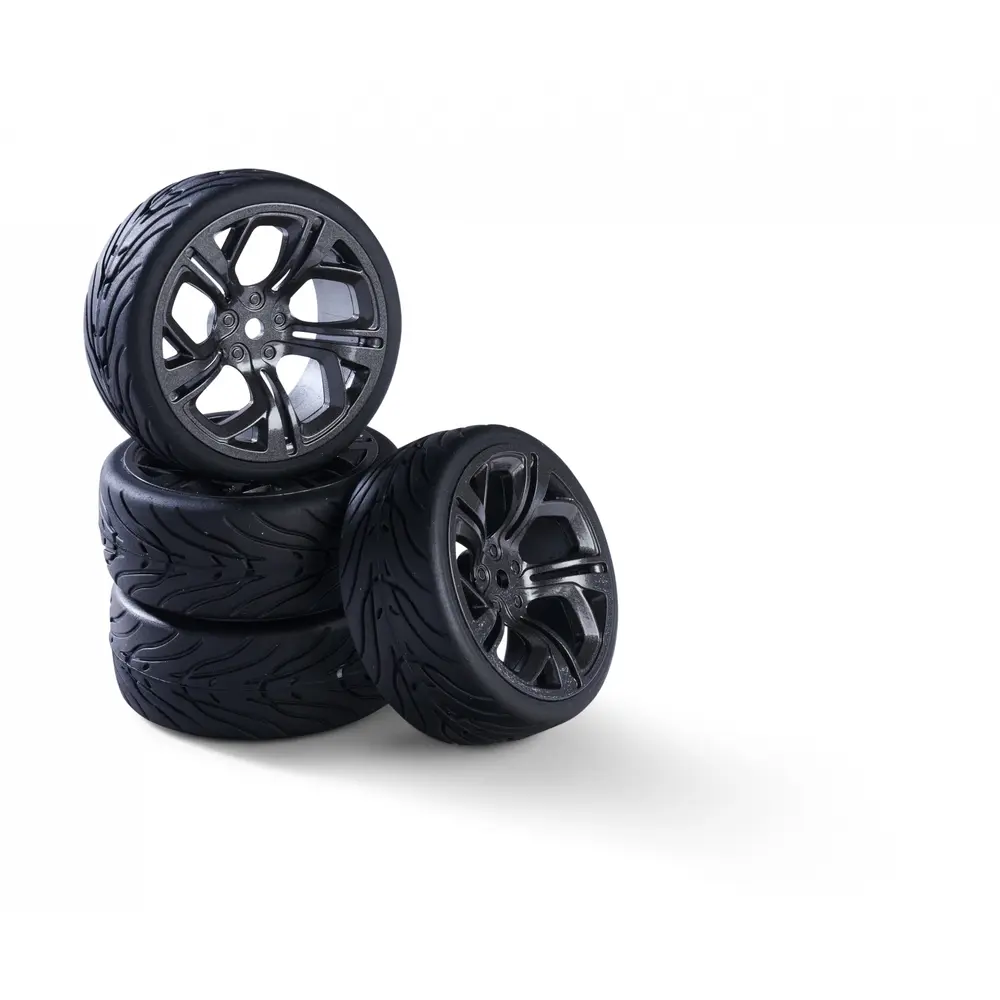 Jeu de 4 roues Y-Designe5 gris et noir - Carson 500900196 - 1/10