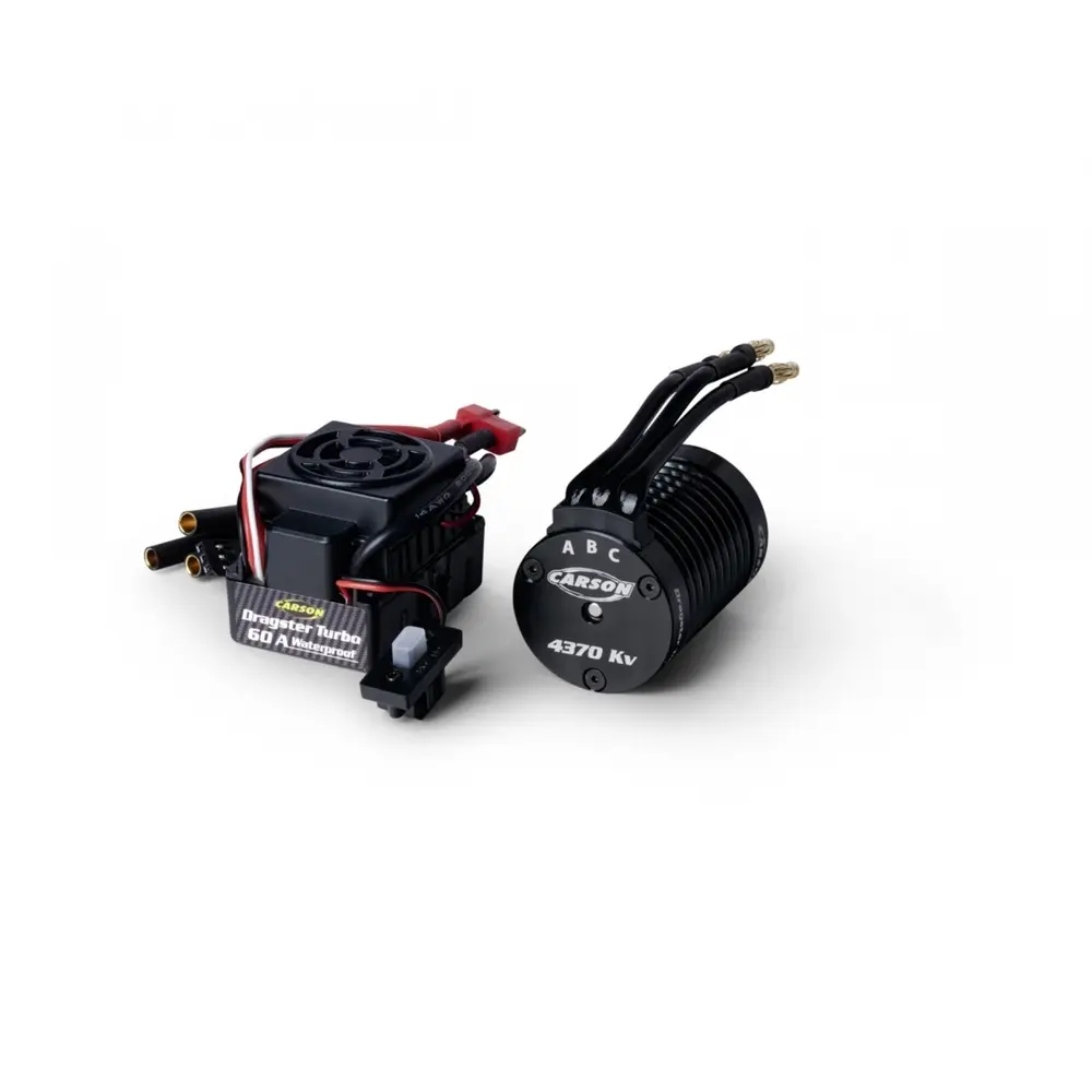 Moteur Combo Brushless Dragster Turbo - 4370 KV - Carson 500906301 - 1/10