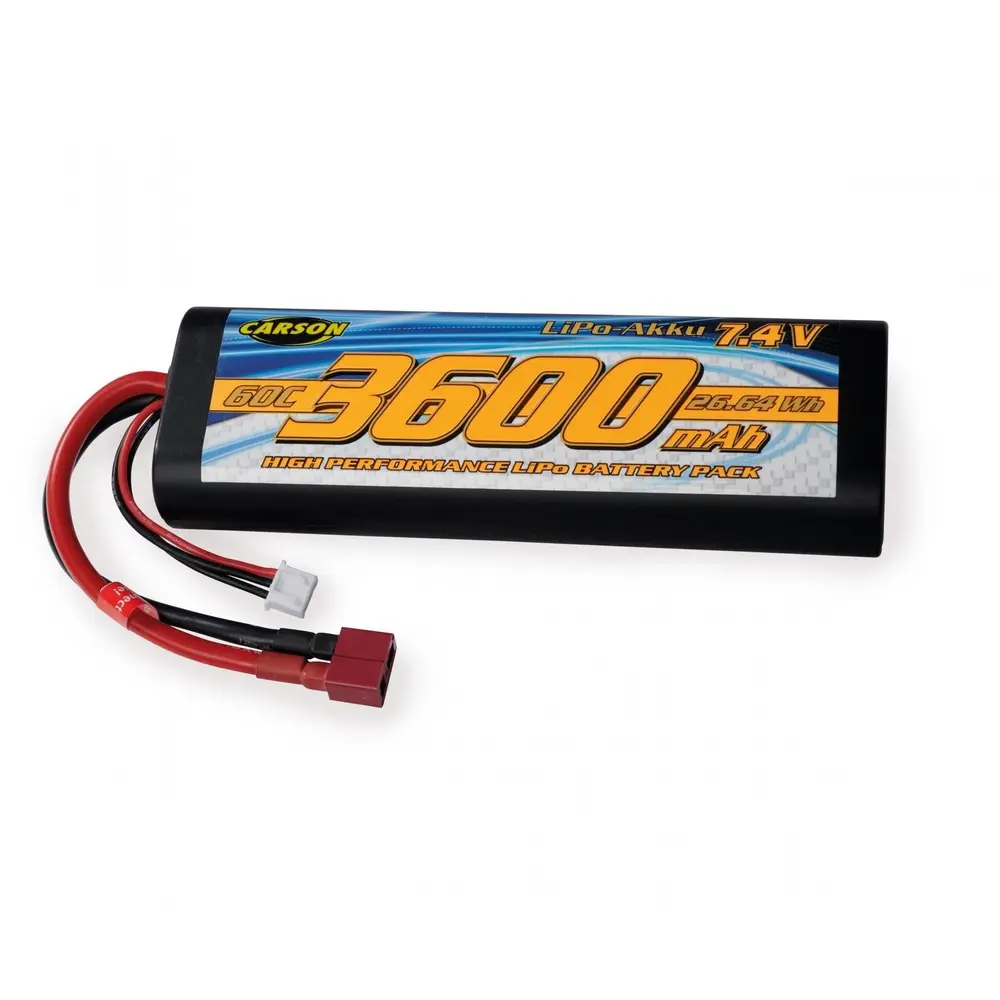 Batterie LiPo 7,4V 3600mAh 60C Race avec connecteur T-Plug - CARSON 500608231