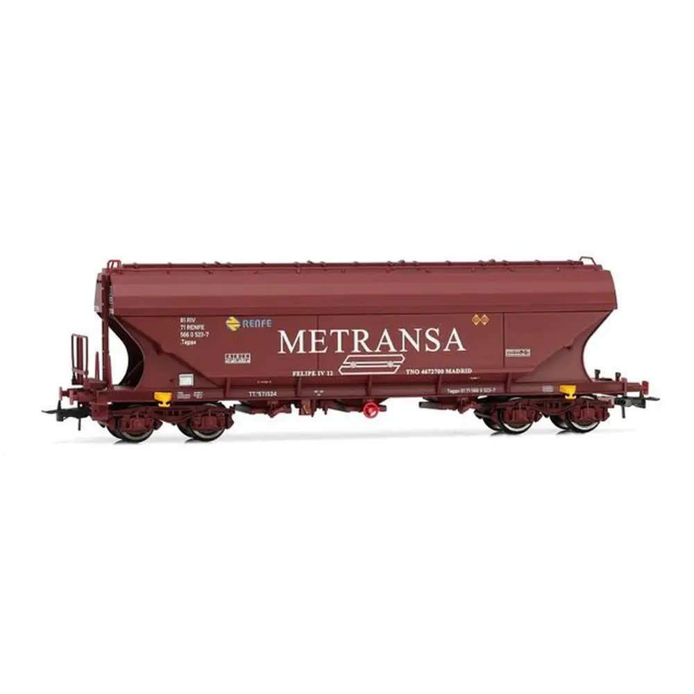 Wagon silo TT5, livrée rouge oxydé "Metransa" - Électrotren HE6068 - HO 1/87 - RENFE - Ep IV - 2R