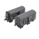 Set 2 Wagons Couverts - Brun - Oppeln - MAKETIS / EXACT TRAIN 20227 - SNCF - HO 1/87 - EP. III