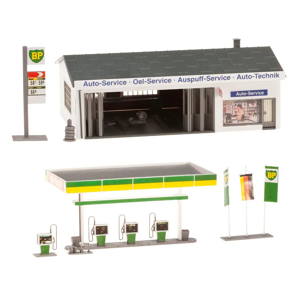 Station-service avec bâtiment de service - Faller 130345 - HO 1/87