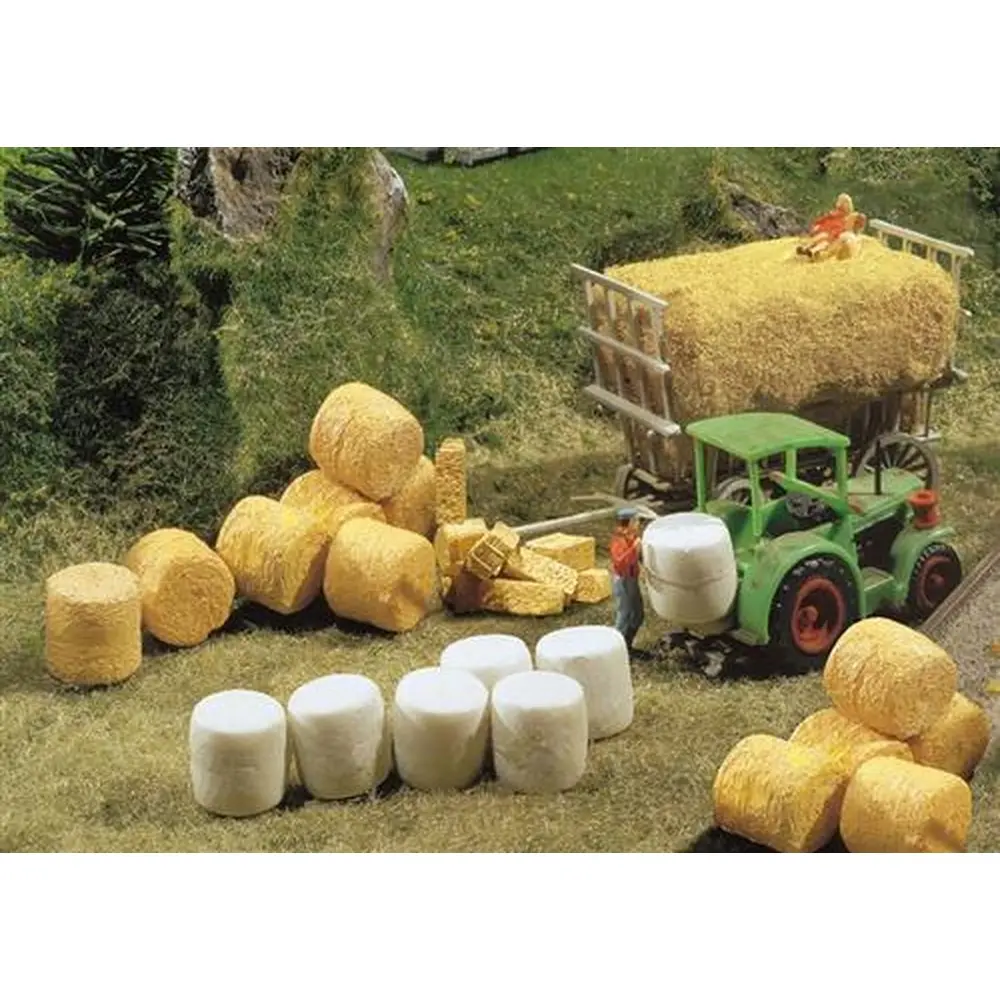 Lot de 32 Bottes de paille et Balles à silo - Faller 272562 - N 1/160