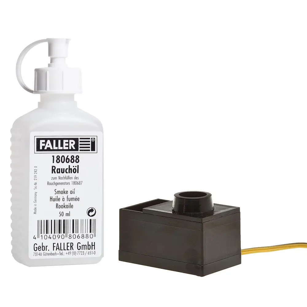 Générateur de Fumée + Flacon d'Huile 50mL - 50x30x34mm - 16V - Faller 180690 - Toutes Echelles