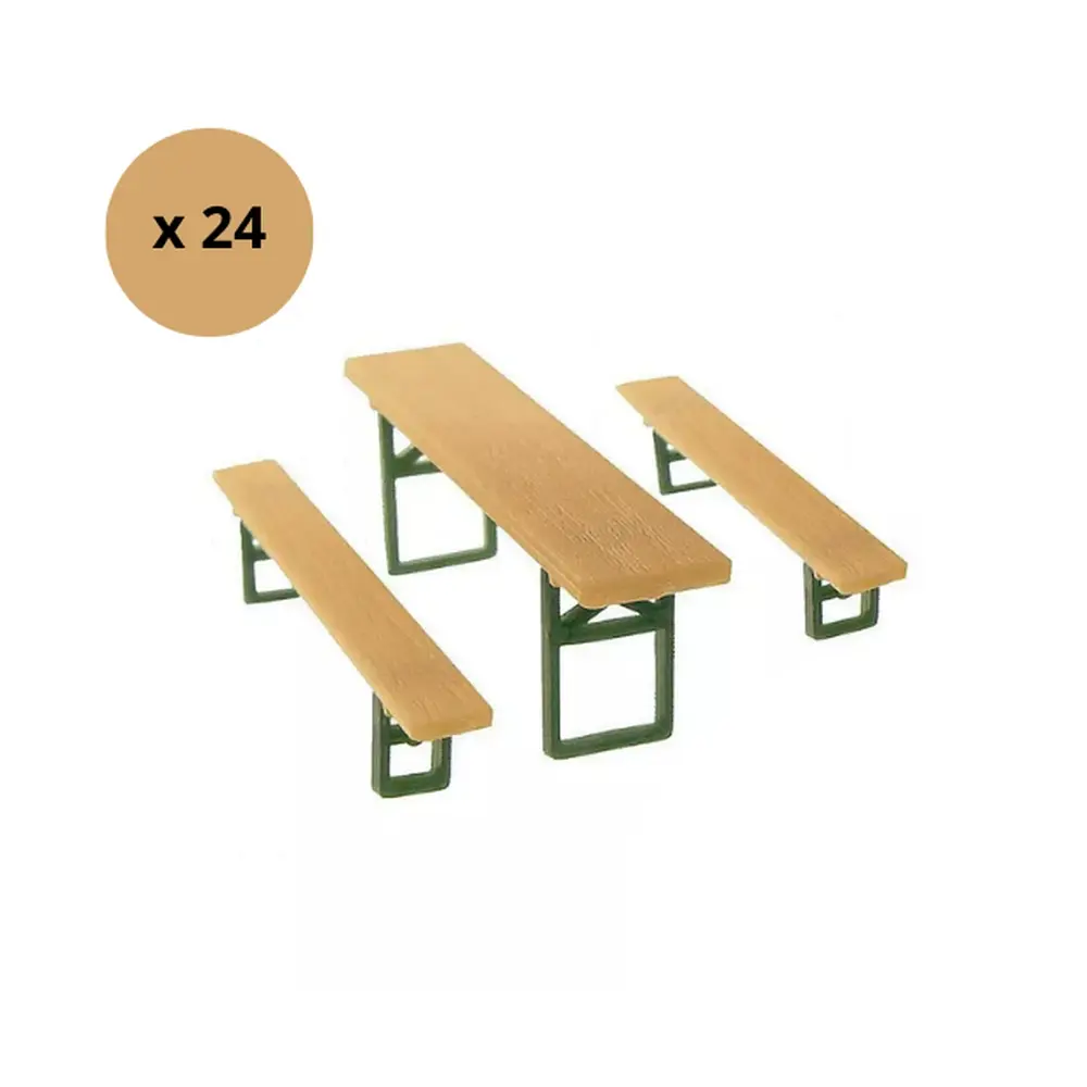 Lot de 48 Bancs et 24 Tables de brasserie - Faller 272442 - N 1/160