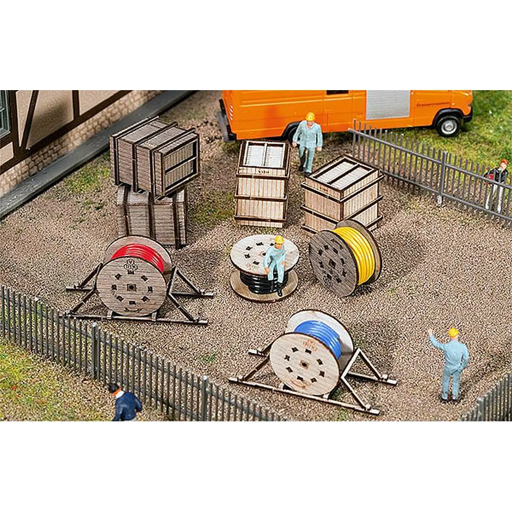 Caisses de transport et enrouleurs de câble - Faller 180617 - HO 1/87 - EP II