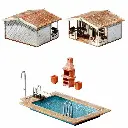 Piscine et abri de jardin - FALLER 180542 - HO 1/87 - EP III