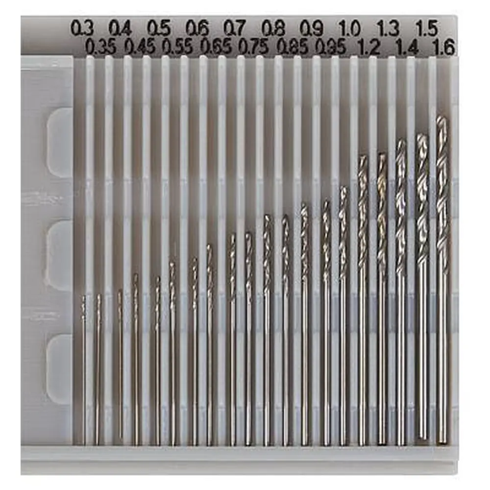 Lot de 20 Forets Miniature Faller 170523, Diamètre de 0,3 à 1,6 mm