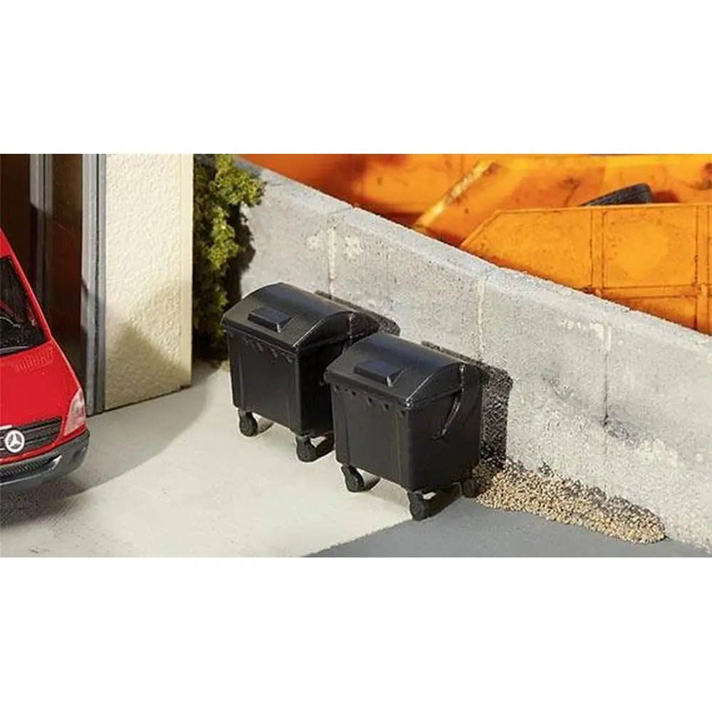 Set de 2 poubelles noires - Faller 180933 - HO 1/87 - EP IV