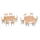 Lot de 2 Tables et 12 chaises FALLER 180957 - HO 1/87