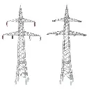 Lot de 2 Pylônes de câbles aériens (110 kV) - FALLER 130898 - HO 1/87ème
