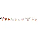 10 animaux de la ferme (poulets, canards et oies) - Faller 151909 - HO 1/87