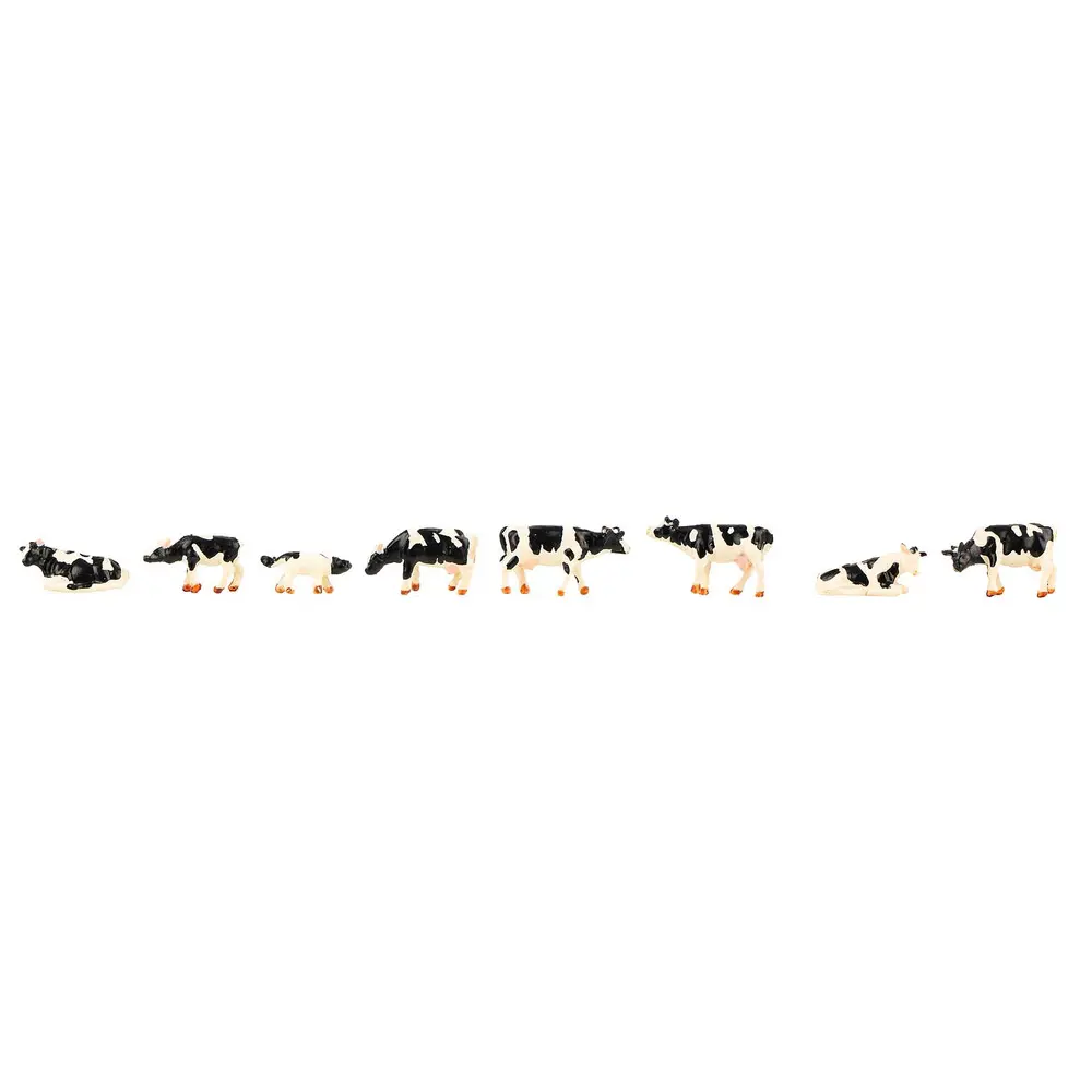 Lot de 8 vaches blanches tachetées noires - Faller 151903 - N 1/160