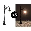 Lot de trois lampadaires style ancien munis de LED. - N 1/160 - Faller 272127
