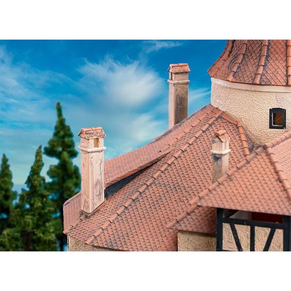 Lot de 4 cheminées à couronne en briques FALLER 180858 - HO 1/87 - EP I