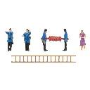 5 Figurines - POMPIERS Époque III - Faller 151639 - HO 1/87